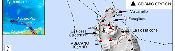 Area di studio tra Vulcano e Lipari, che include l’area della faglia eoliana di Tindari Letojanni
