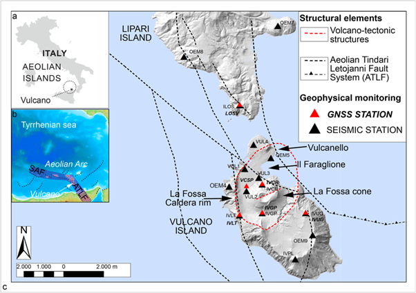 Area di studio tra Vulcano e Lipari, che include l’area della faglia eoliana di Tindari Letojanni