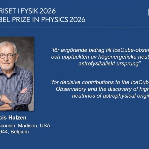 Francis Louis Halzen (Tienen, 23 marzo 1944), premio Nobel per la fisica 2026. Fonte: nobelprize.org